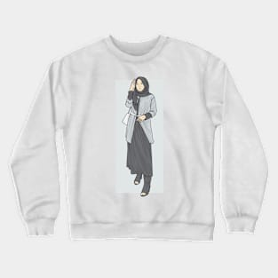 Girl In Gray Jacket Crewneck Sweatshirt